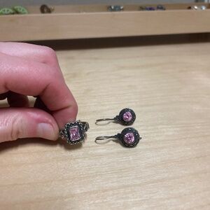Zales pink topaz ring and earrings set